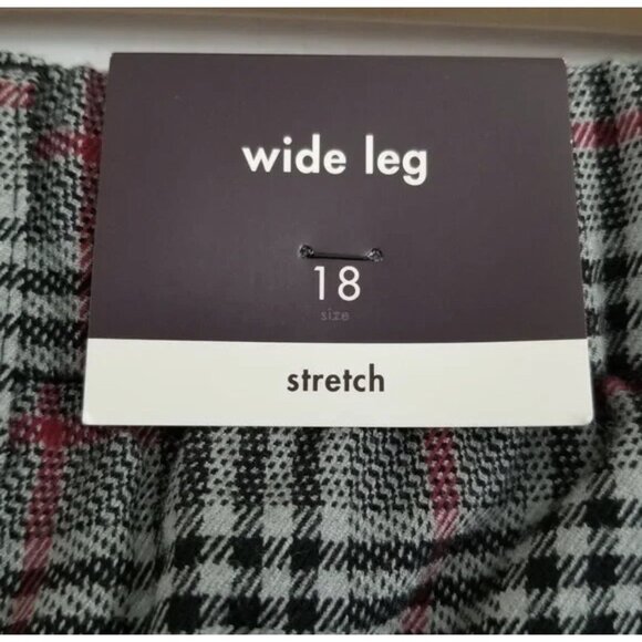 NWT AVA & VIV Gray Plaid High Rise Wide Leg Trousers Pants Size 18 - Picture 6 of 8